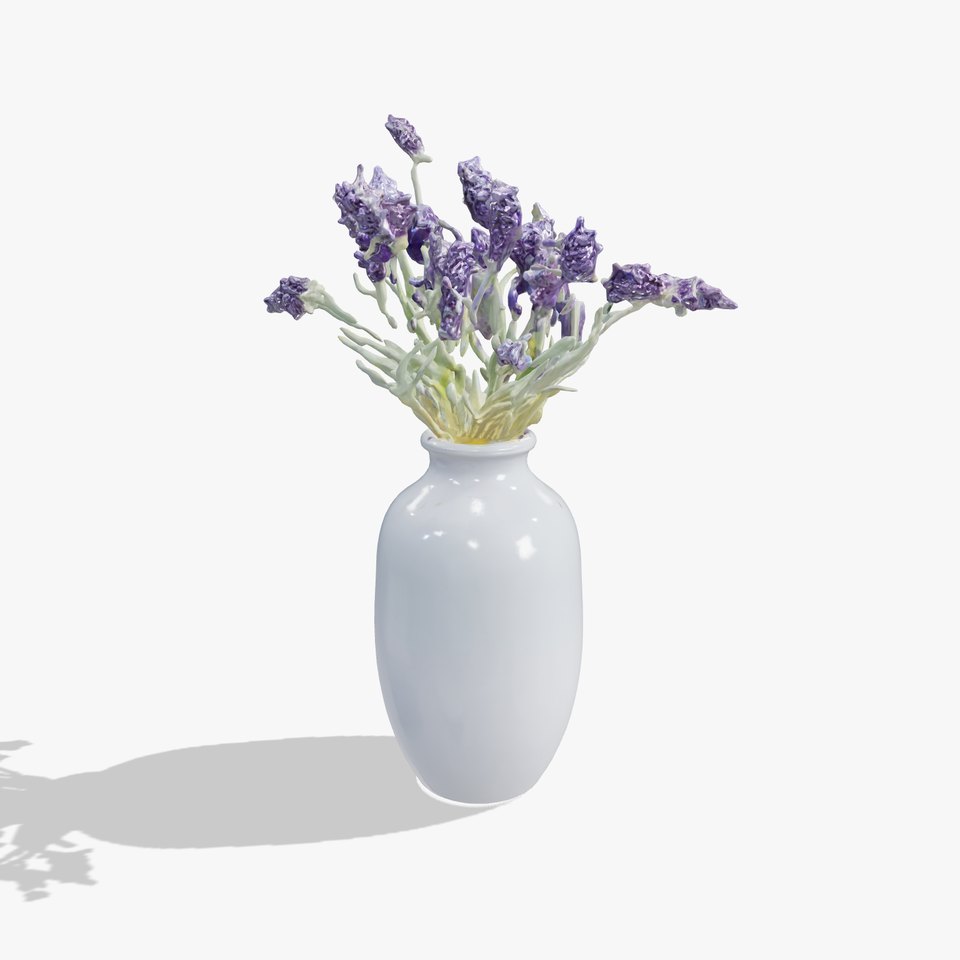 Slate Gray Vase with Lavender Bouquet Model Pack